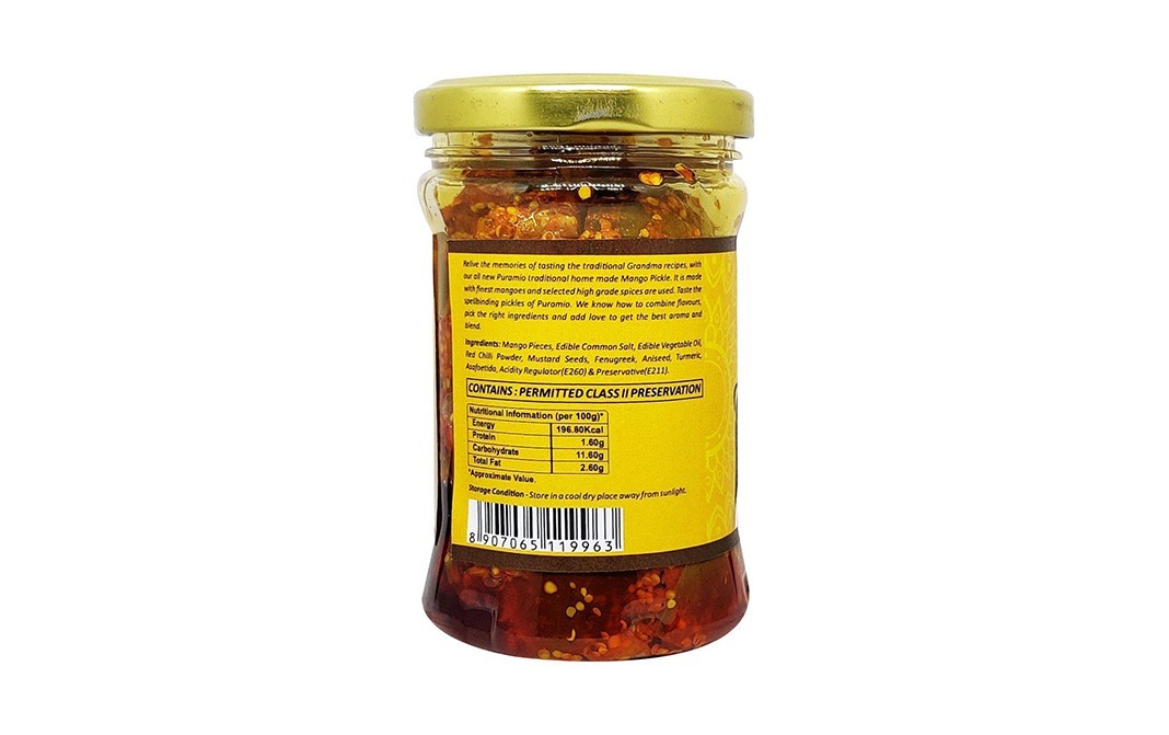 Puramio Mango Pickle    Glass Jar  225 grams